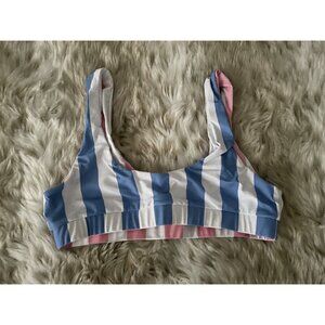 NWOT Pastel Stripe Wireless Scoop Reversible Bikini Top L